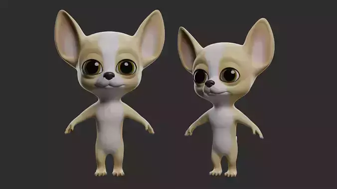 Chihuahua Dog Cartoon Low-poly 3D model