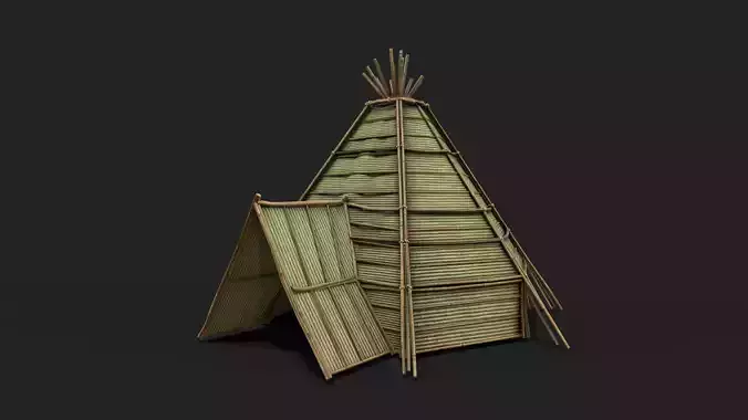 Bamboo Shelter 3 Low-poly 3D model