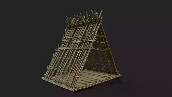 Bamboo Shelter 4 Low-poly 3D model