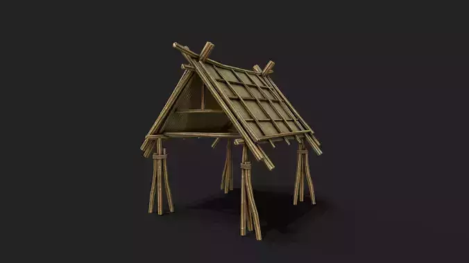 Bamboo Shelter 5 Low-poly 3D model