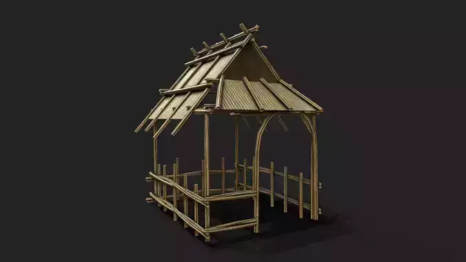 Bamboo Shelter 6 Low-poly 3D model