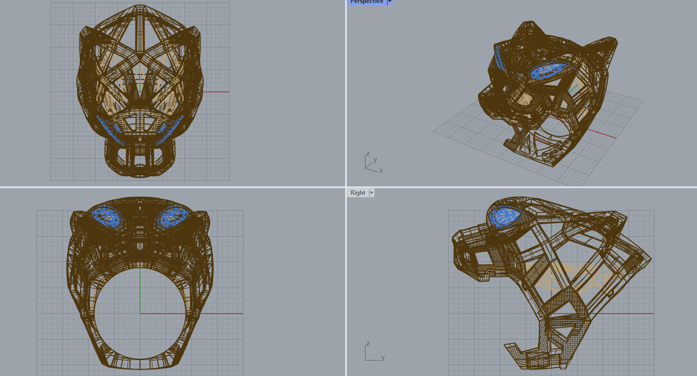 Ring head tiger 3D print model_12