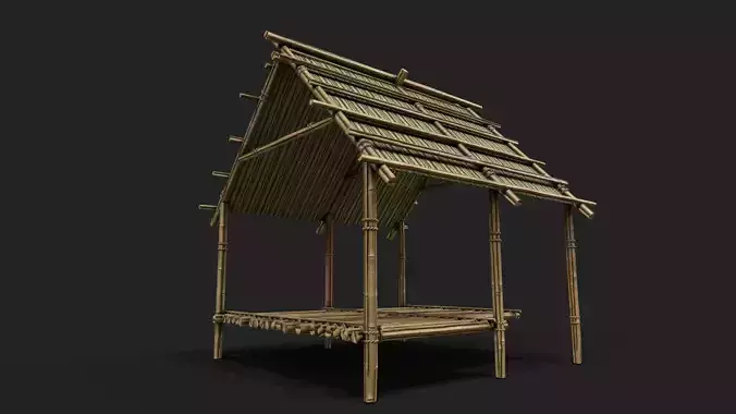 Bamboo Shelter 8 Low-poly 3D model