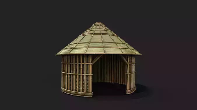 Bamboo Shelter 9 Low-poly 3D model