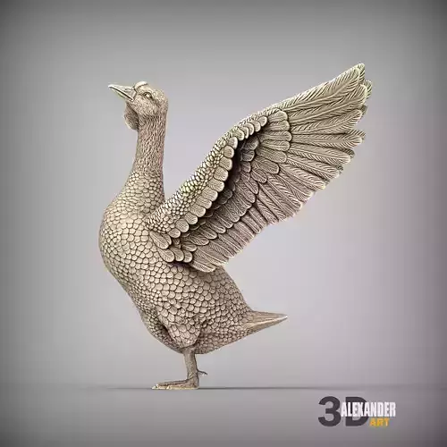 Goose flaps its wings 3D print model