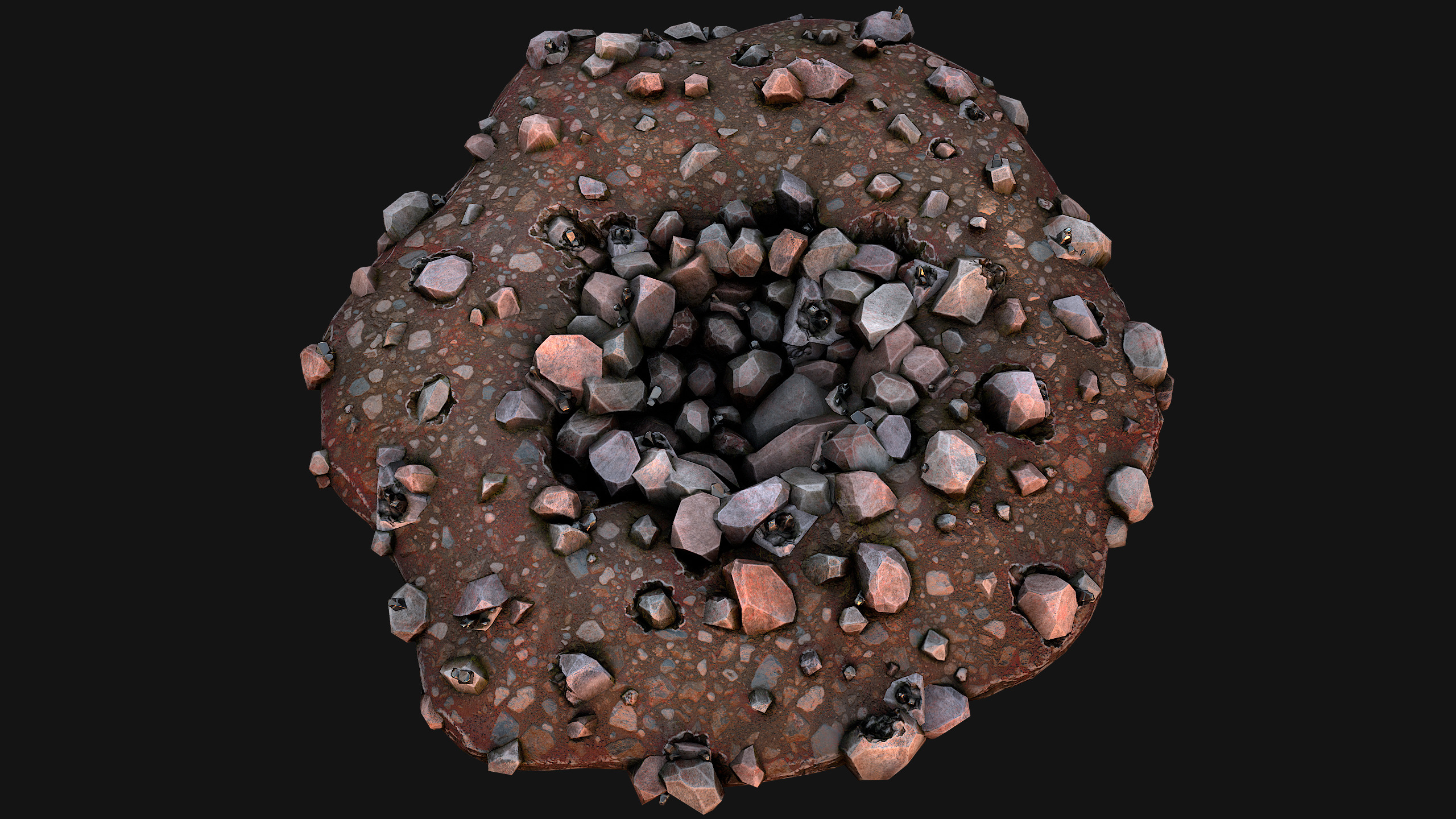 Large Rocks Tin Ore Deposits Quarry Environment Low-poly 3D model_23