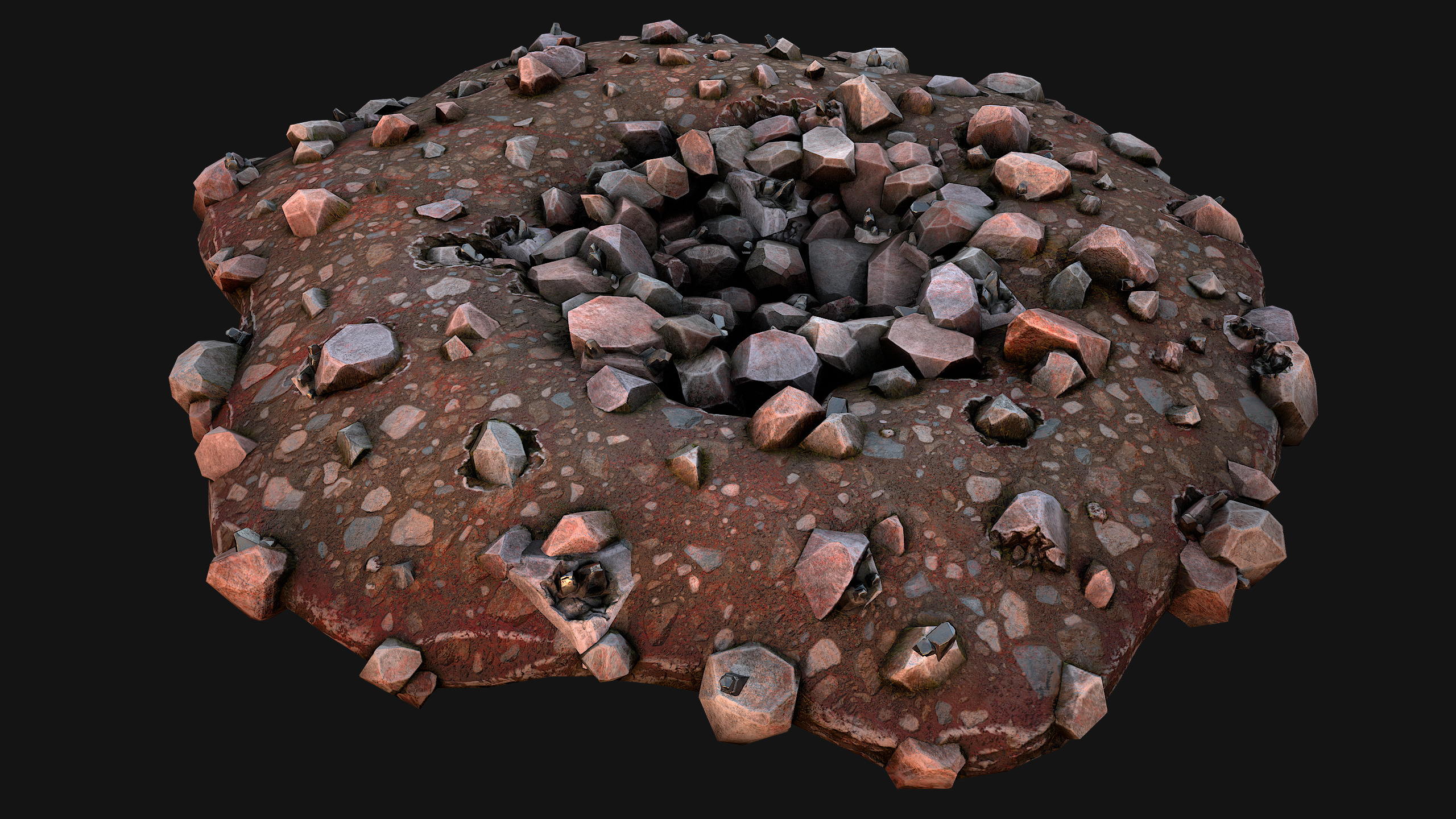 Large Rocks Tin Ore Deposits Quarry Environment Low-poly 3D model_14