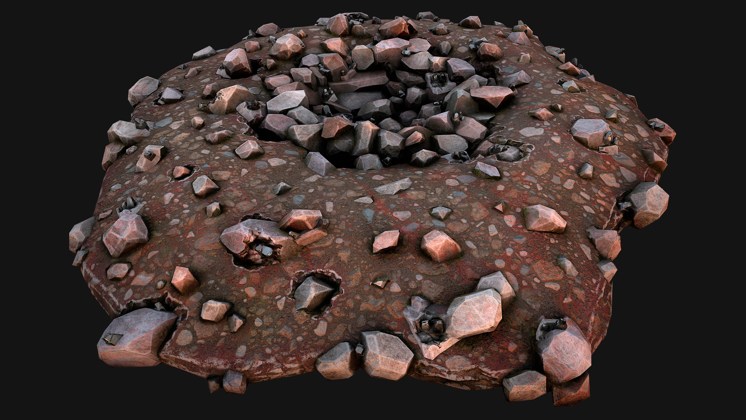 Large Rocks Tin Ore Deposits Quarry Environment Low-poly 3D model_19