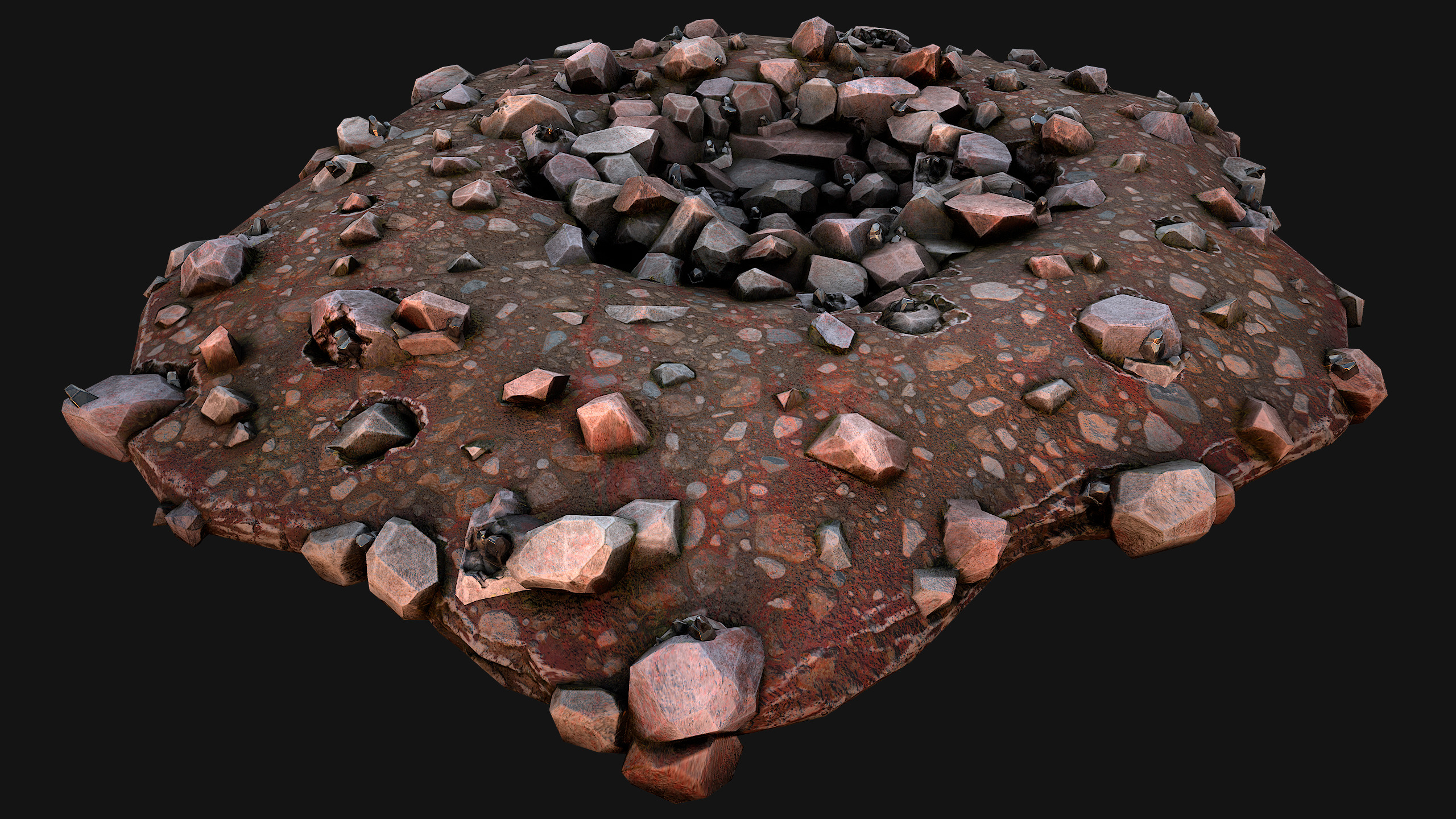 Large Rocks Tin Ore Deposits Quarry Environment Low-poly 3D model_18