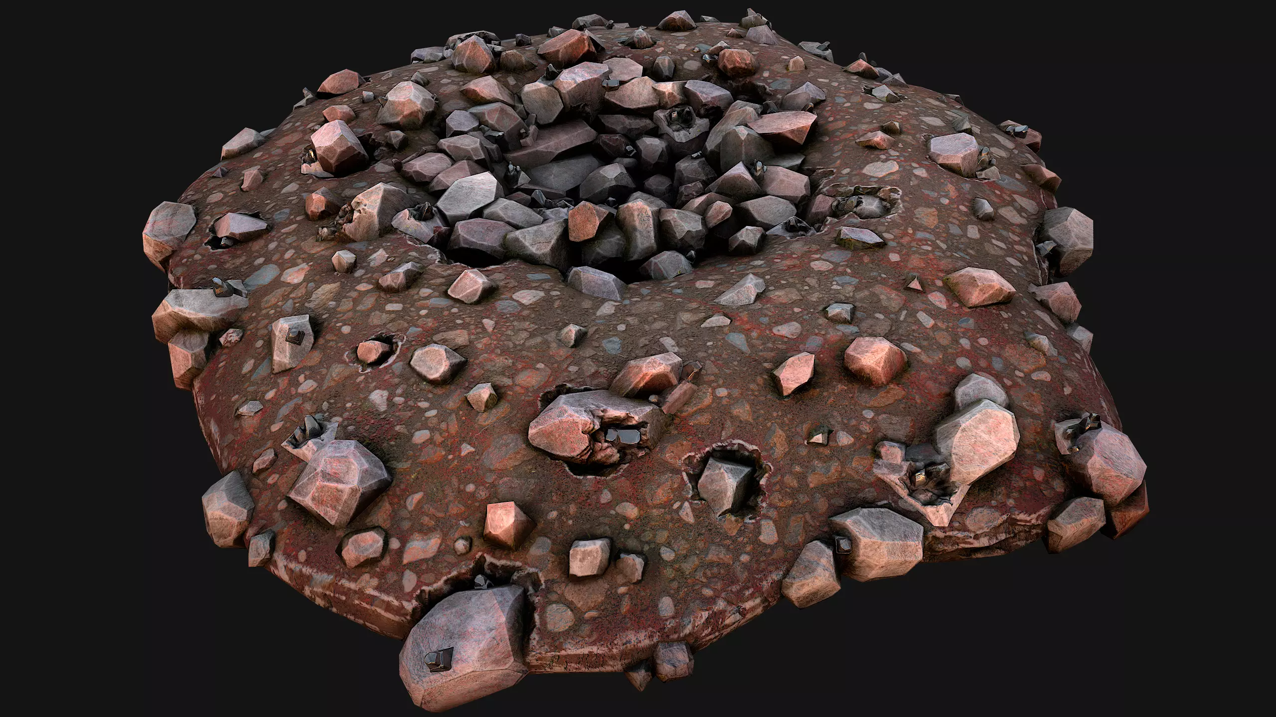 Large Rocks Tin Ore Deposits Quarry Environment Low-poly 3D model_0