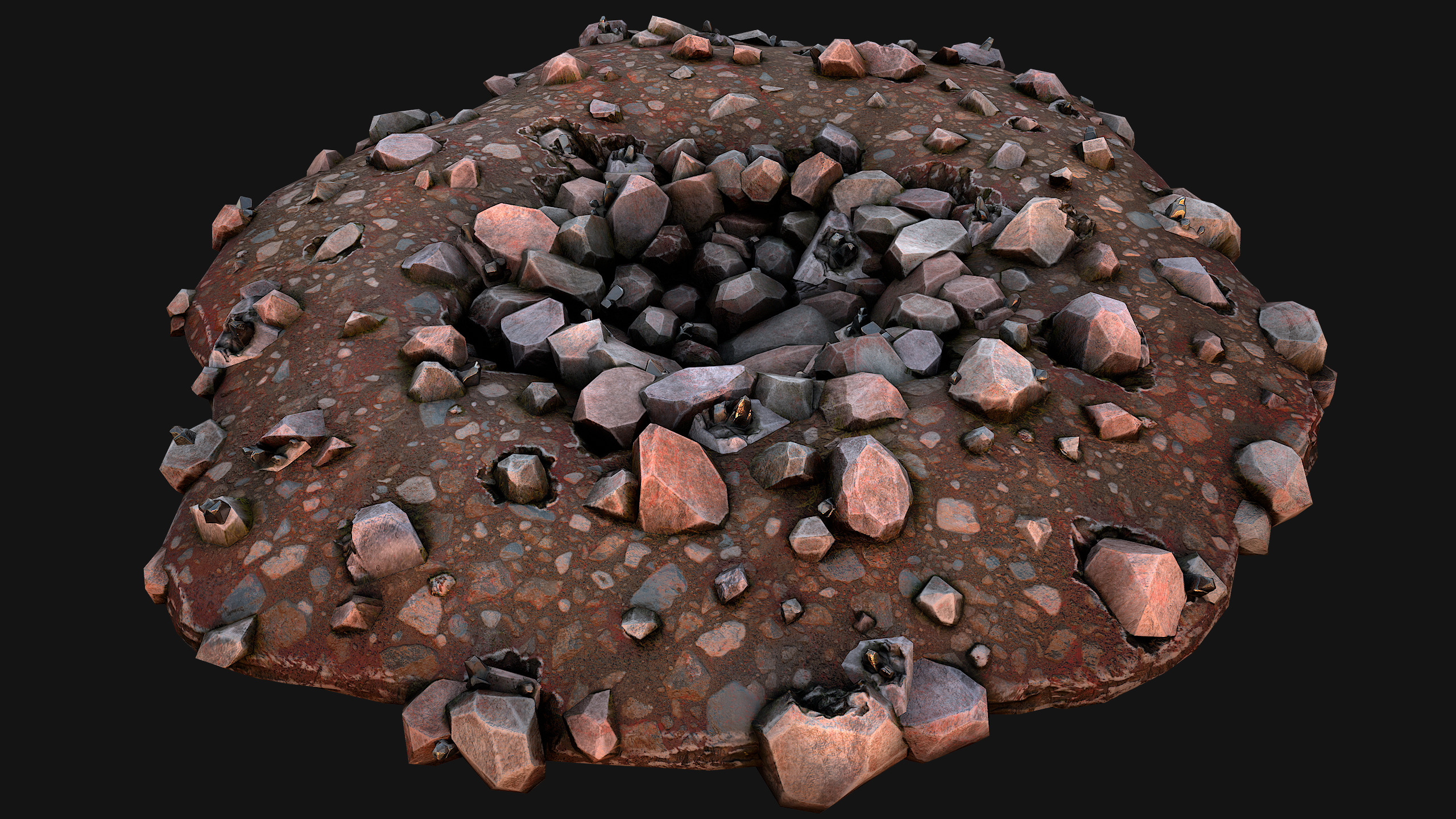 Large Rocks Tin Ore Deposits Quarry Environment Low-poly 3D model_11