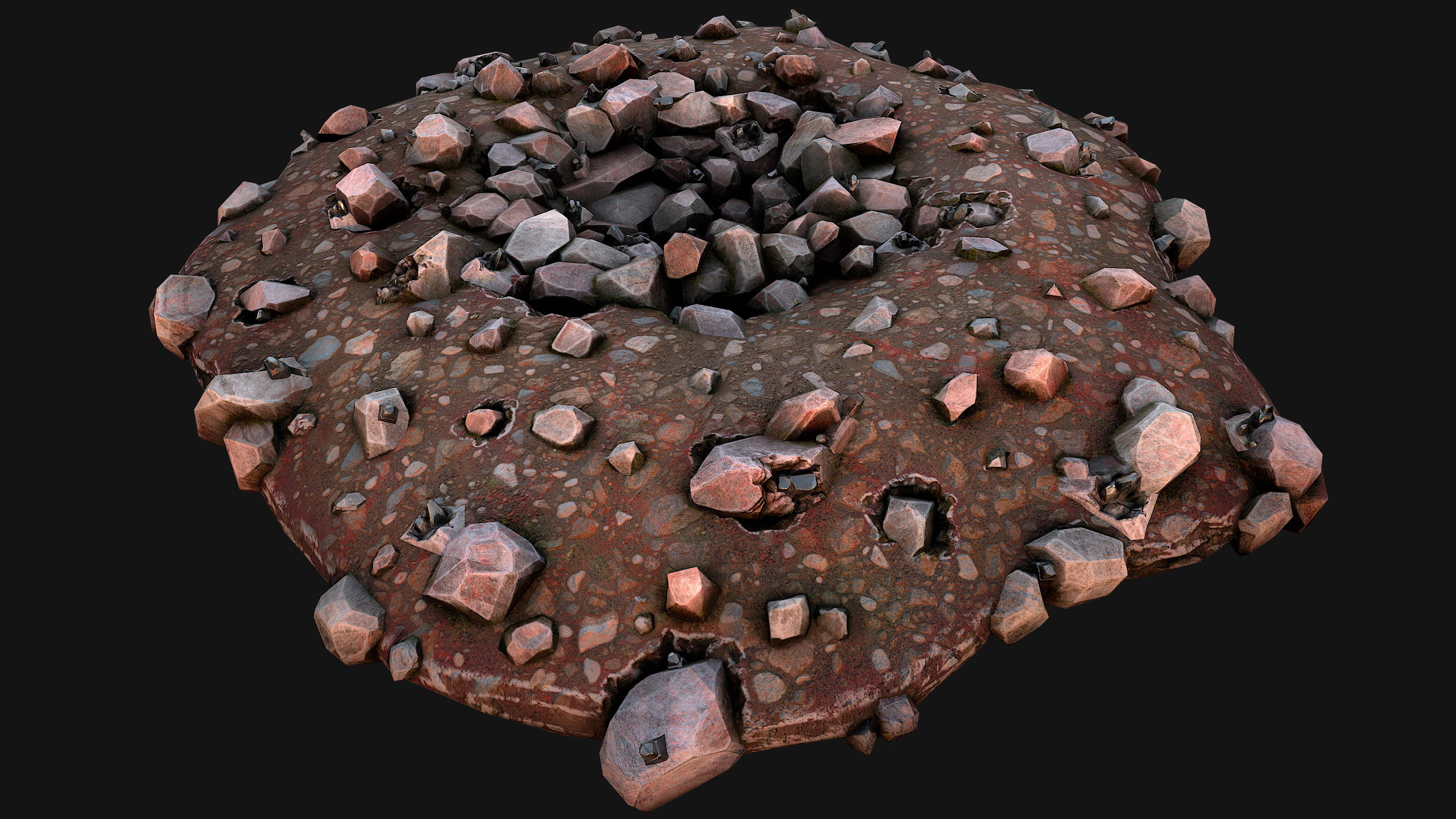 Large Rocks Tin Ore Deposits Quarry Environment Low-poly 3D model_20