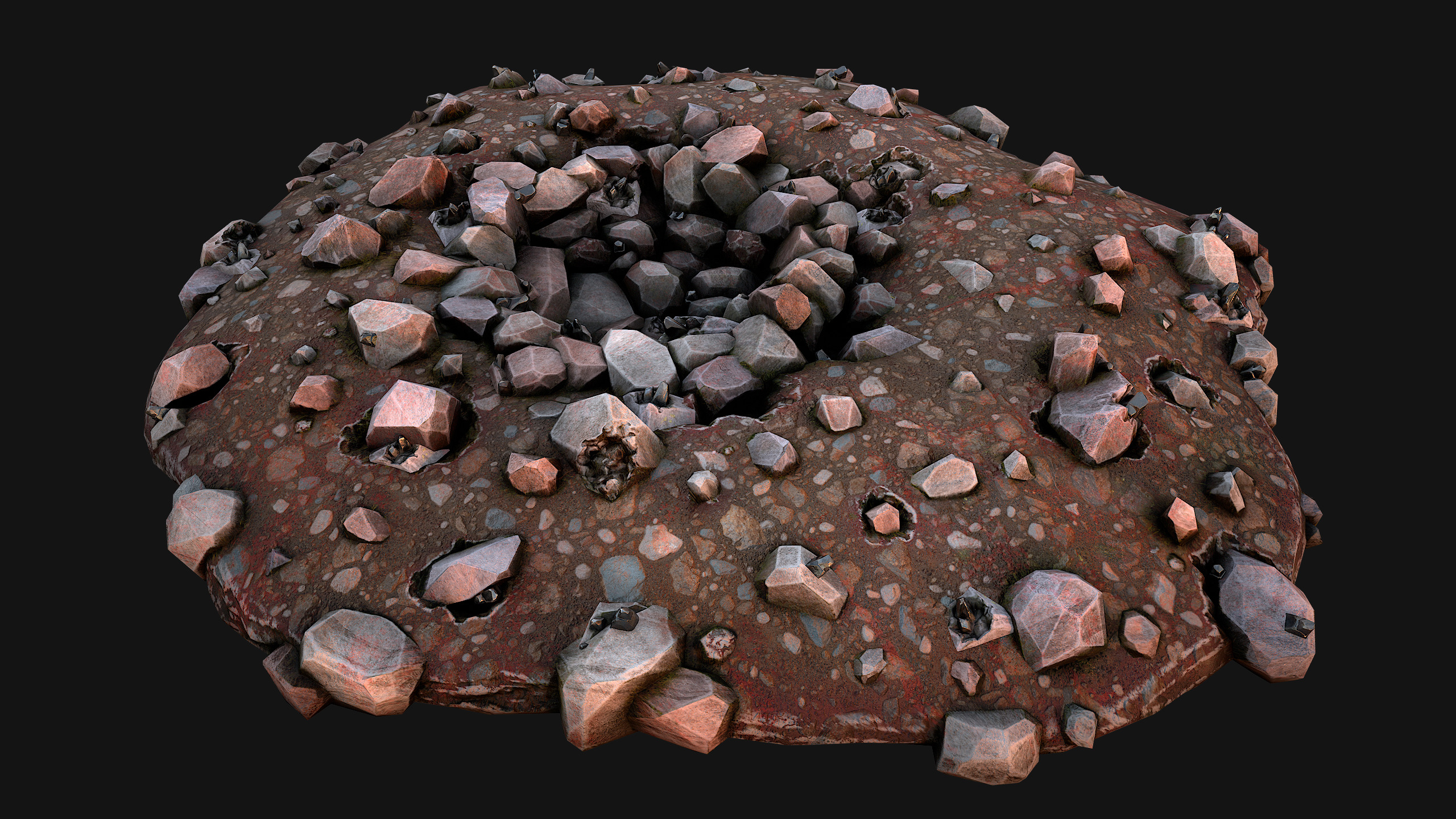 Large Rocks Tin Ore Deposits Quarry Environment Low-poly 3D model_6