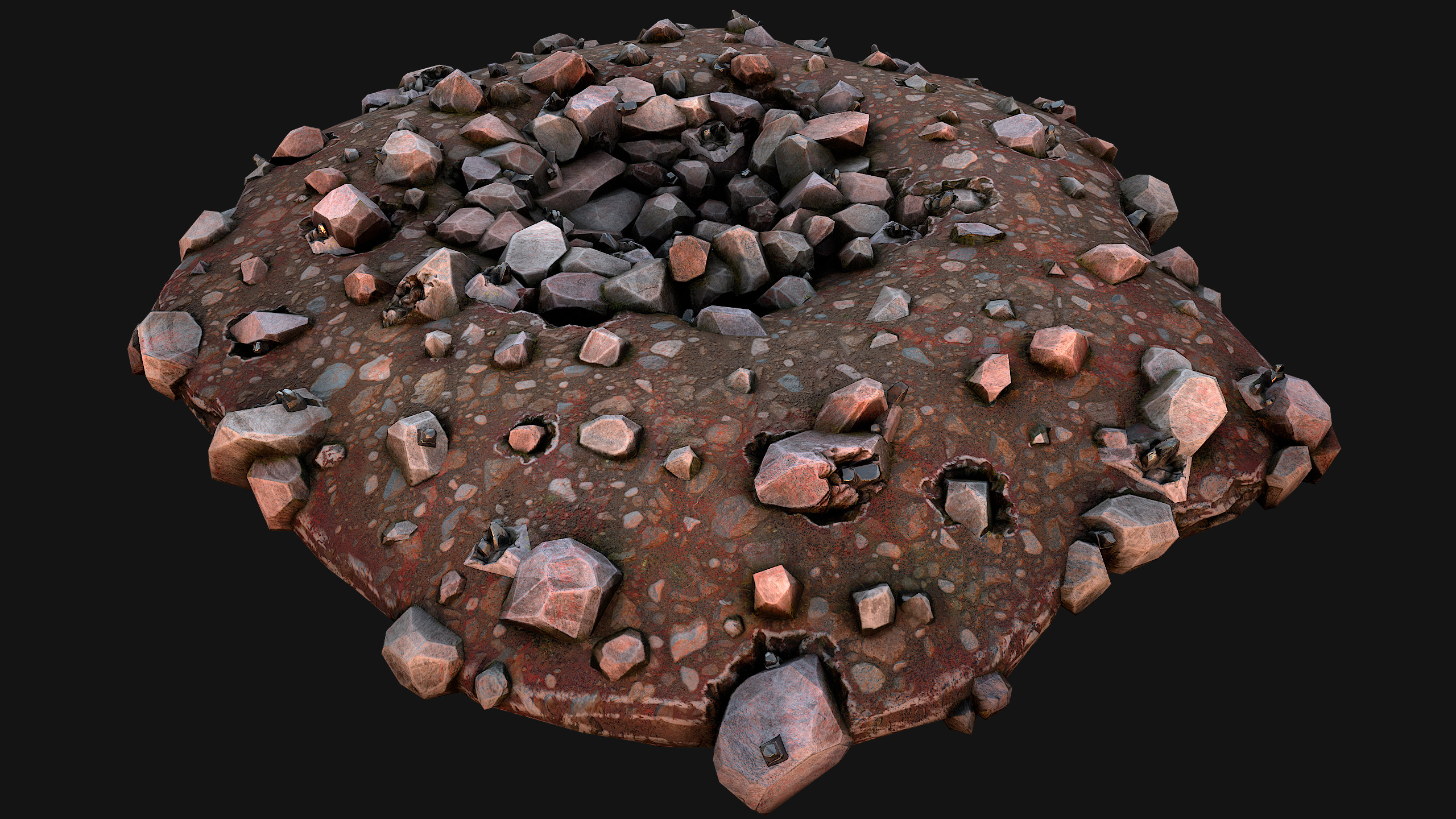 Large Rocks Tin Ore Deposits Quarry Environment Low-poly 3D model_4