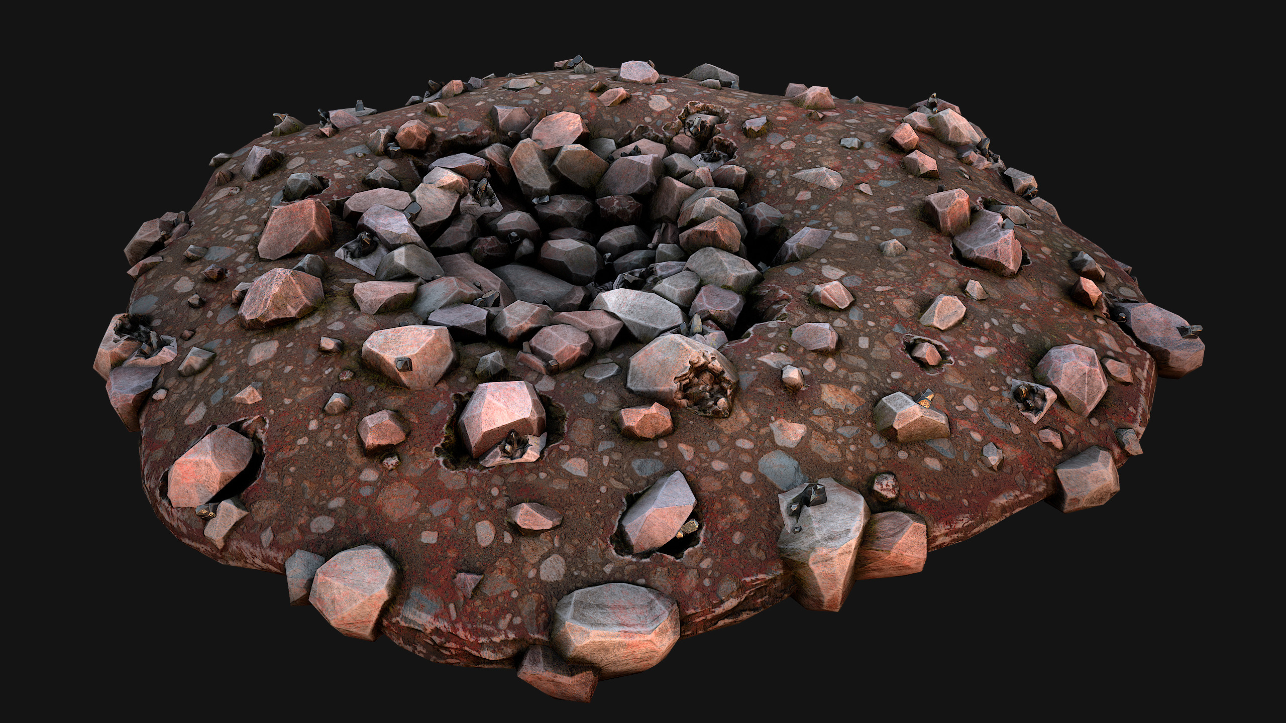 Large Rocks Tin Ore Deposits Quarry Environment Low-poly 3D model_7