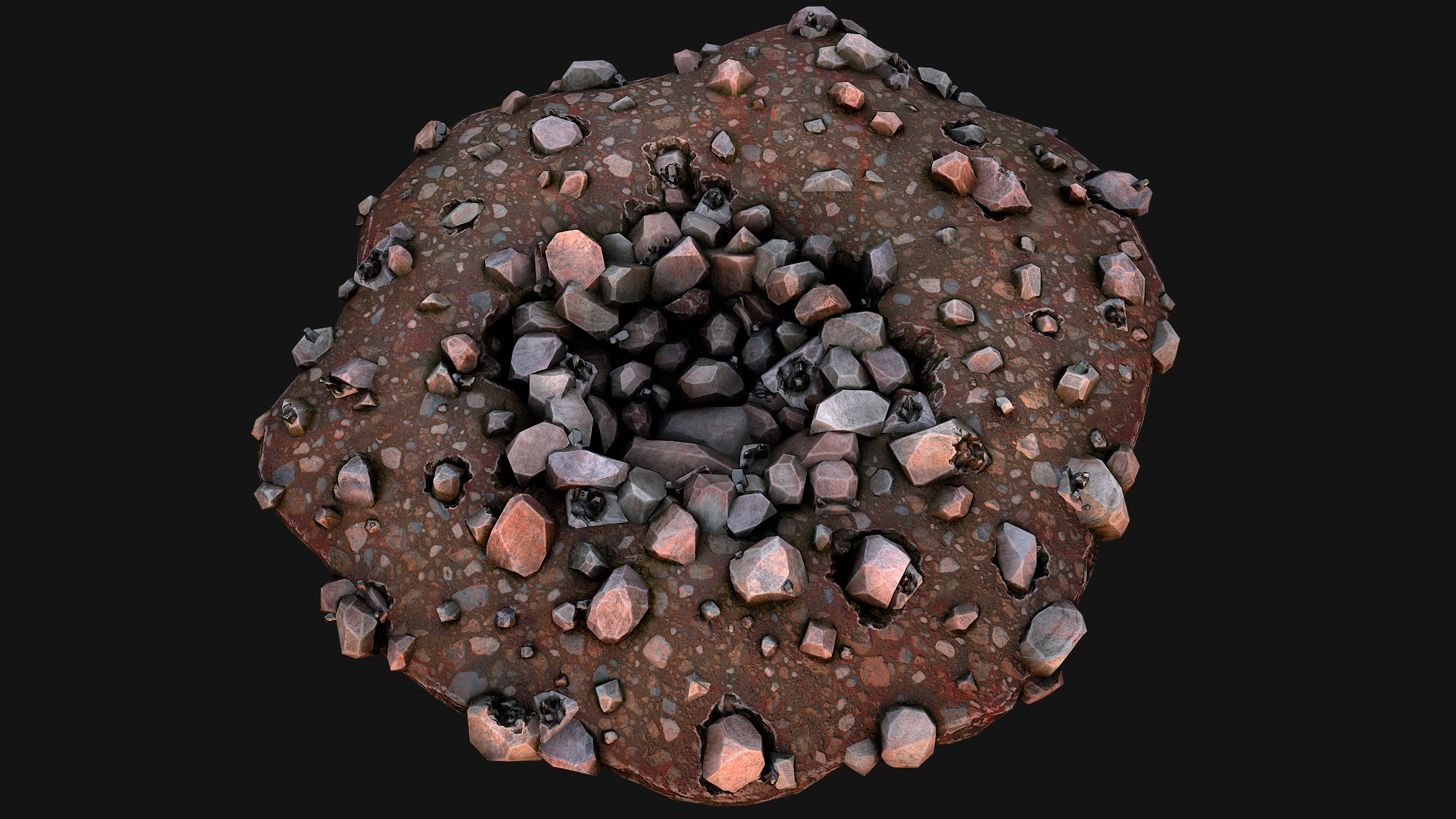 Large Rocks Tin Ore Deposits Quarry Environment Low-poly 3D model_22