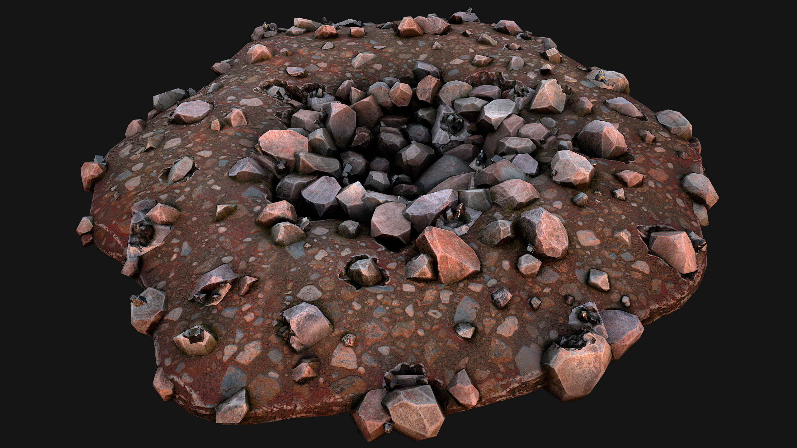 Large Rocks Tin Ore Deposits Quarry Environment Low-poly 3D model_12