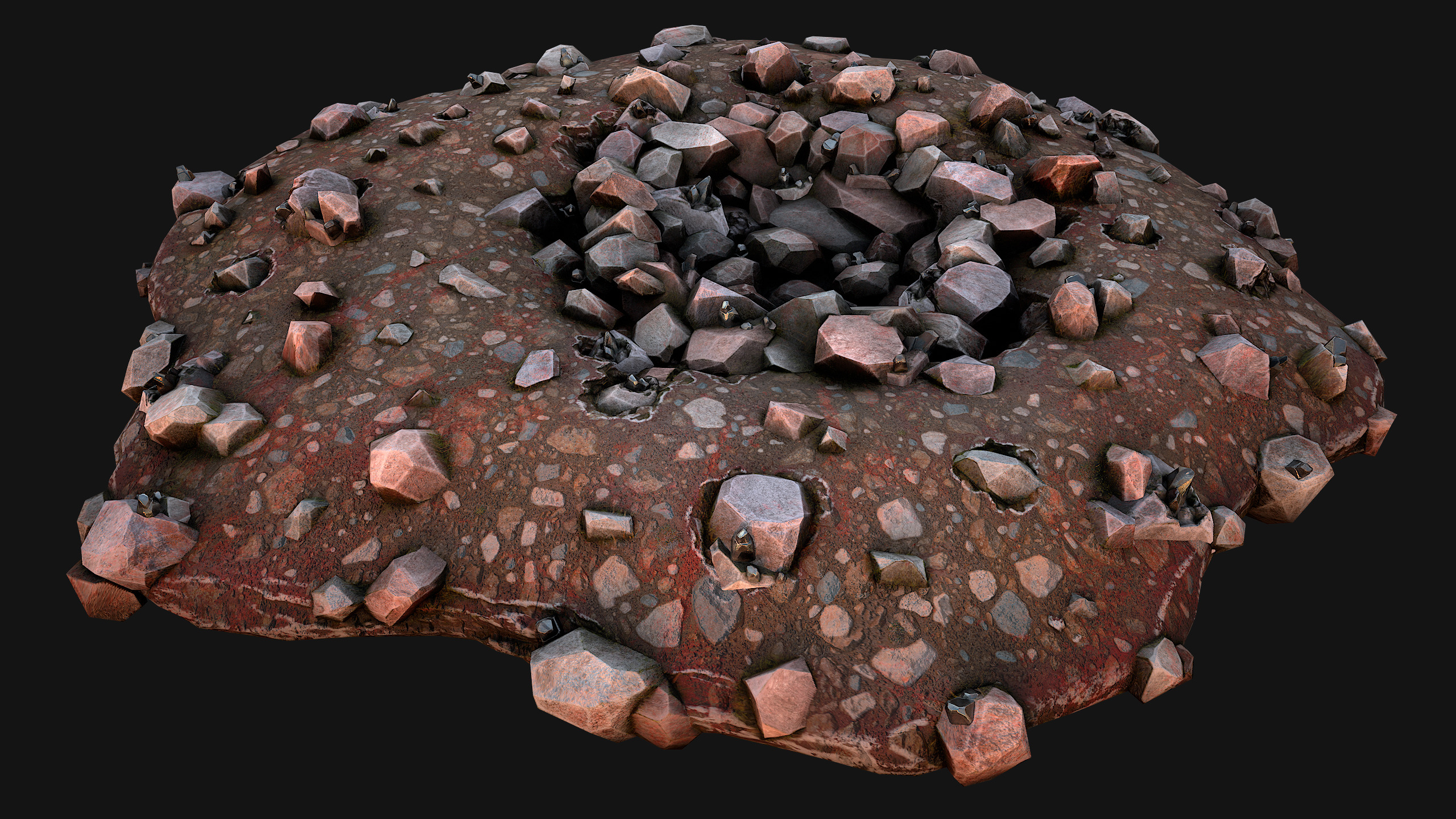 Large Rocks Tin Ore Deposits Quarry Environment Low-poly 3D model_16