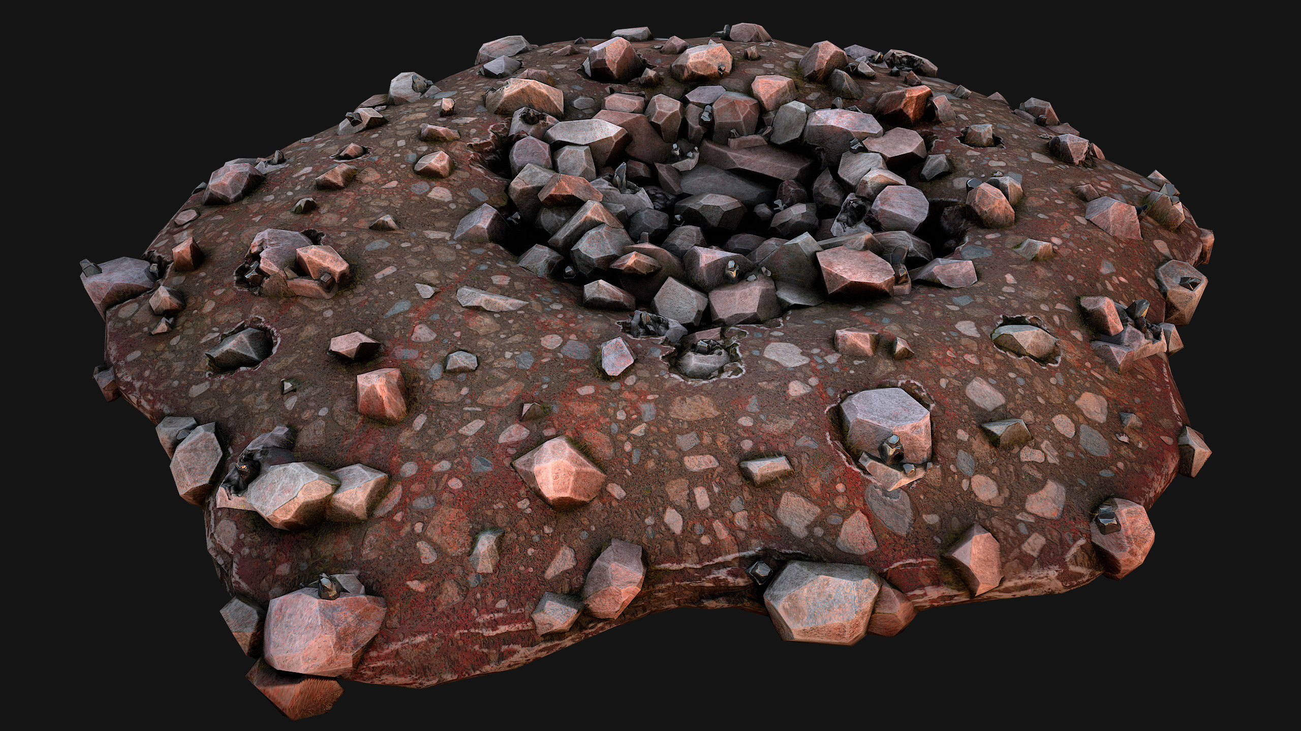 Large Rocks Tin Ore Deposits Quarry Environment Low-poly 3D model_17