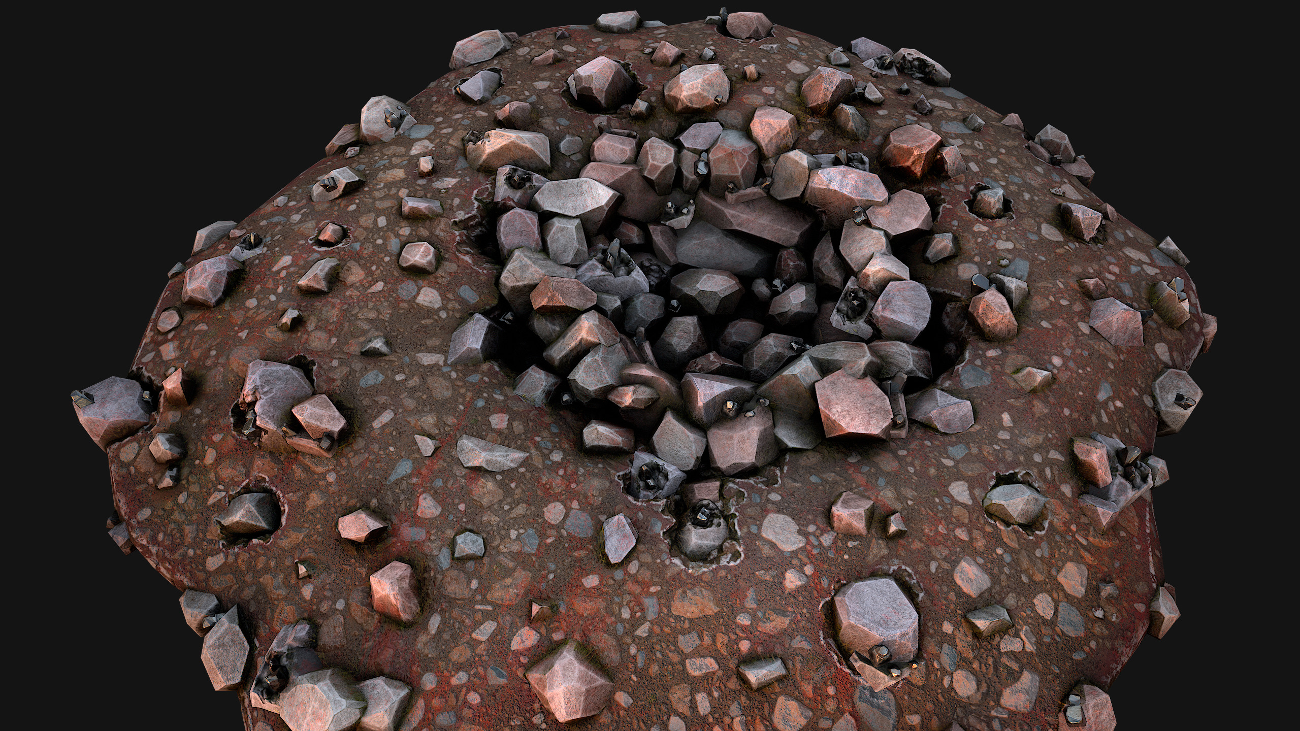 Large Rocks Tin Ore Deposits Quarry Environment Low-poly 3D model_26