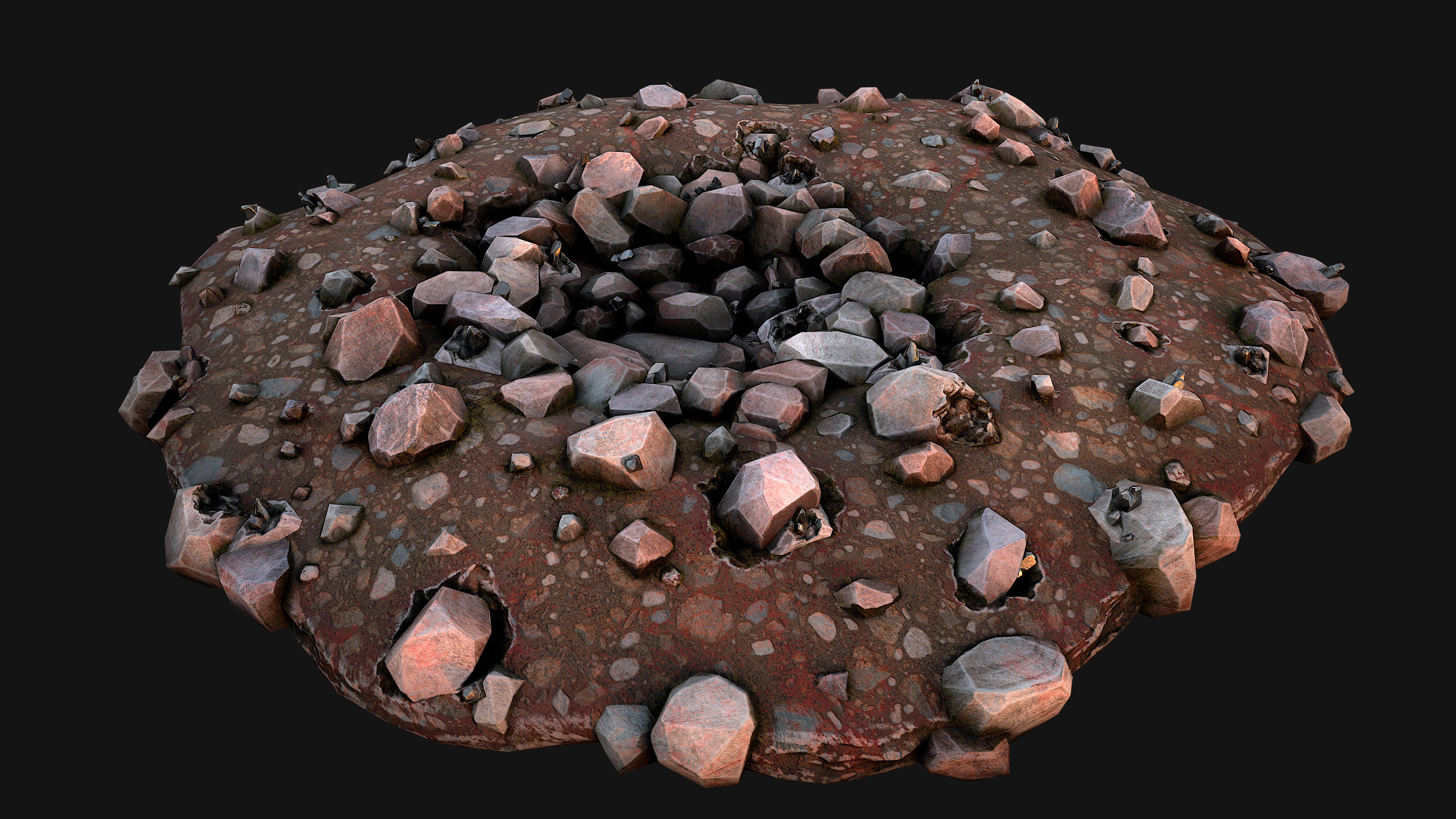 Large Rocks Tin Ore Deposits Quarry Environment Low-poly 3D model_8