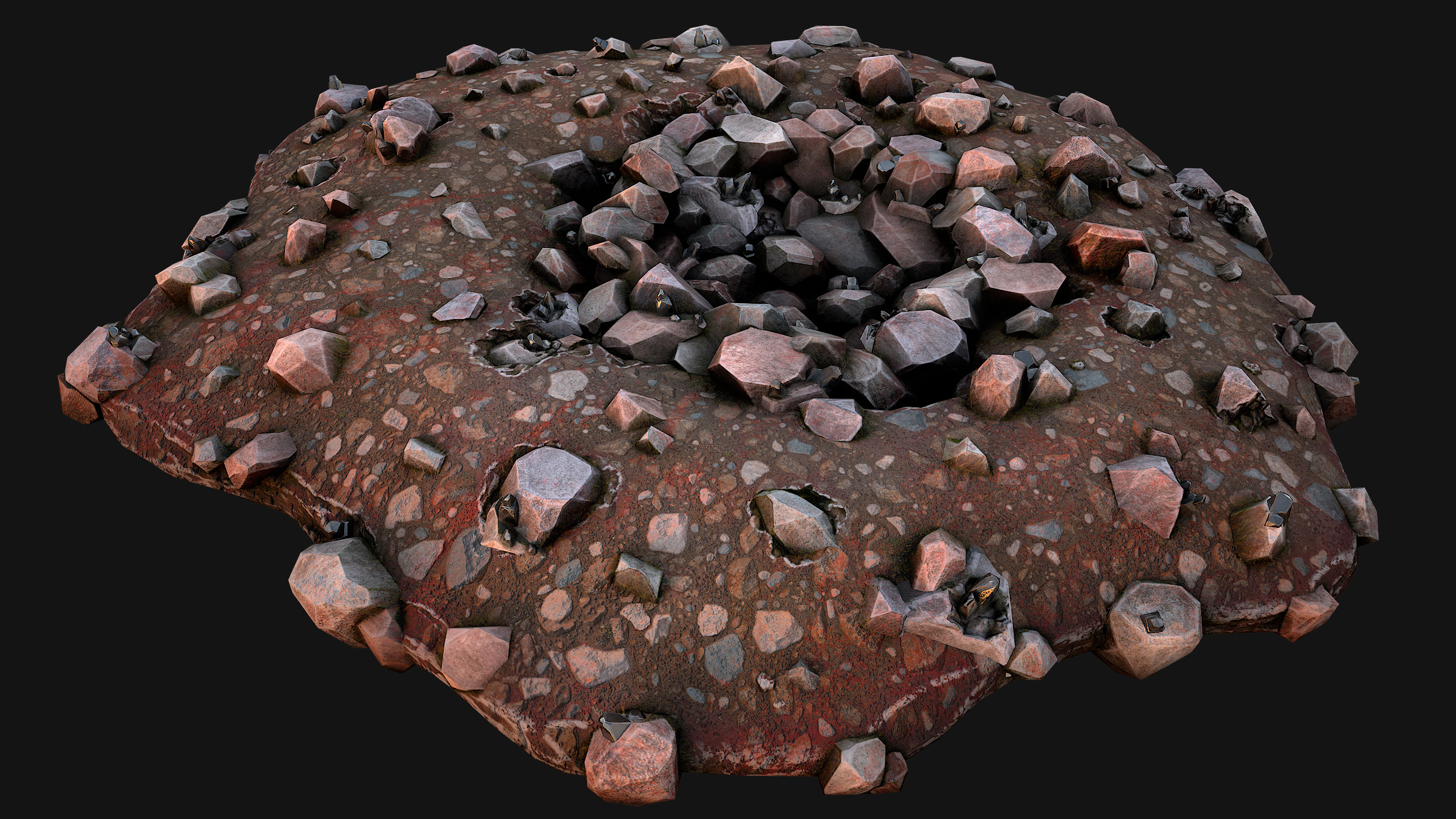 Large Rocks Tin Ore Deposits Quarry Environment Low-poly 3D model_15