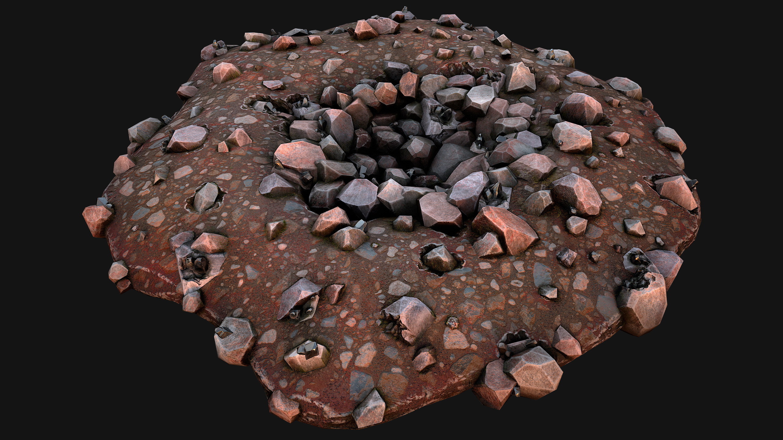 Large Rocks Tin Ore Deposits Quarry Environment Low-poly 3D model_13