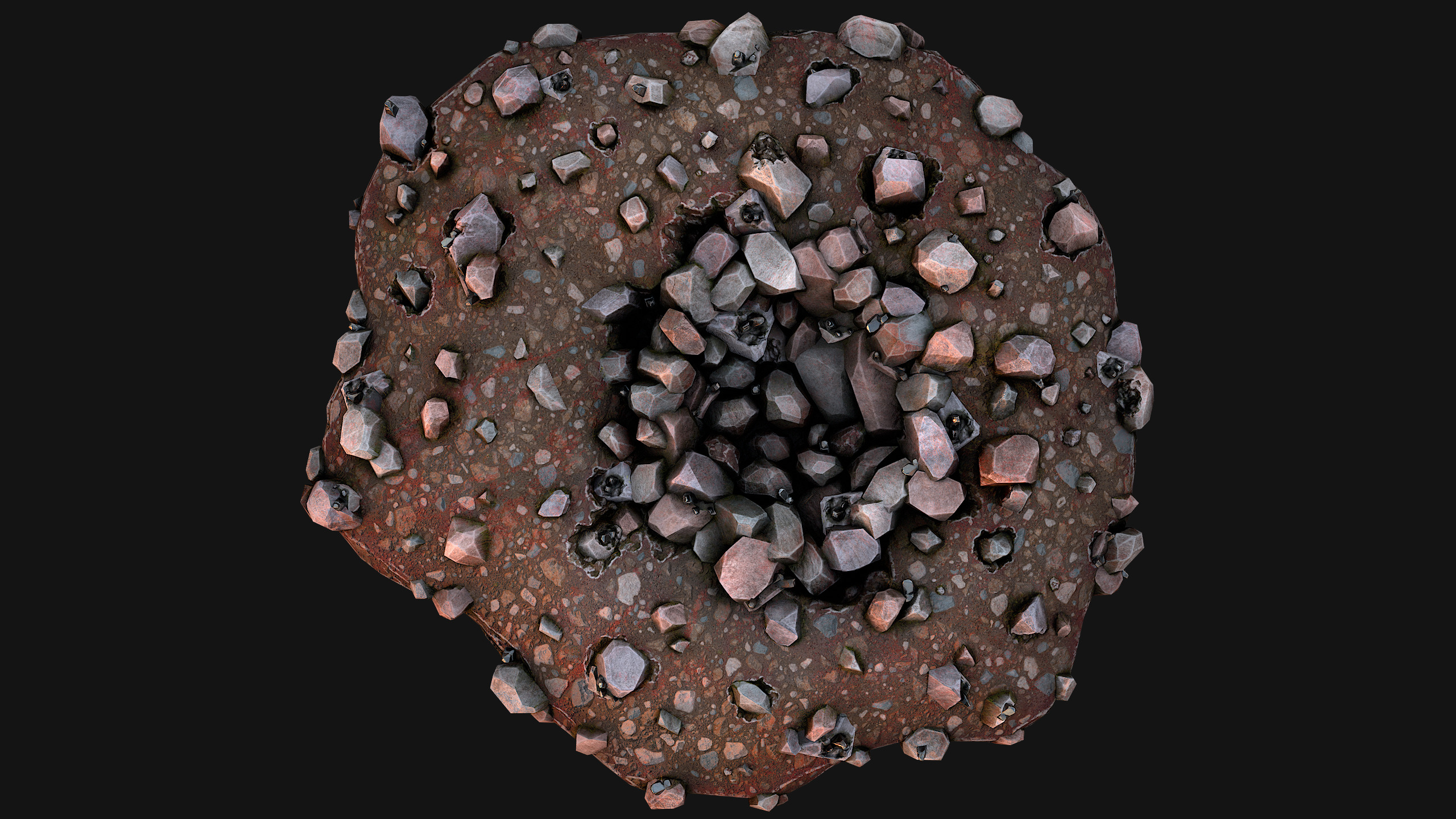 Large Rocks Tin Ore Deposits Quarry Environment Low-poly 3D model_24