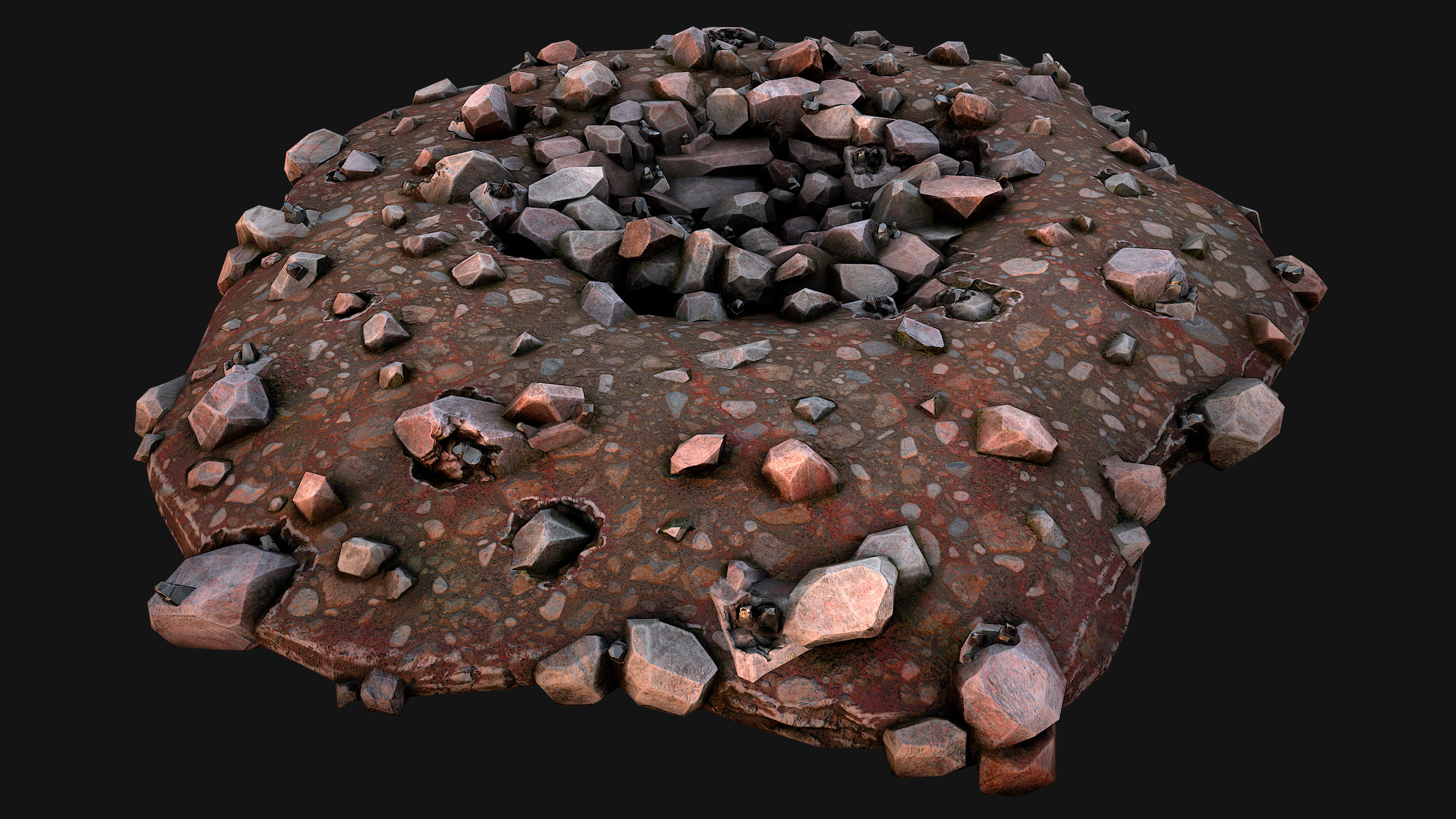 Large Rocks Tin Ore Deposits Quarry Environment Low-poly 3D model_3