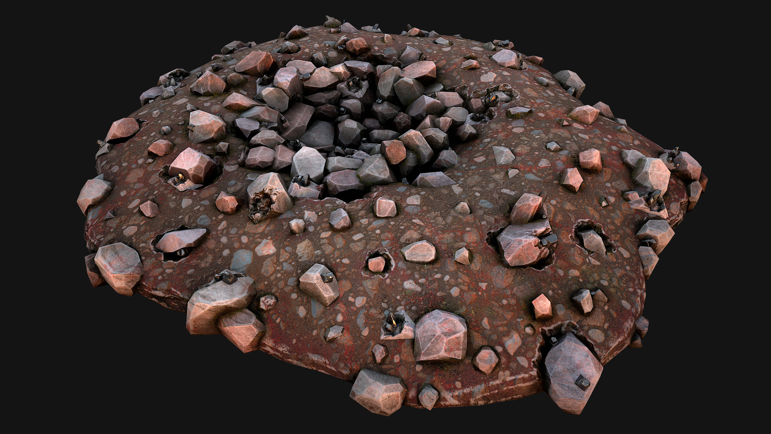 Large Rocks Tin Ore Deposits Quarry Environment Low-poly 3D model_5