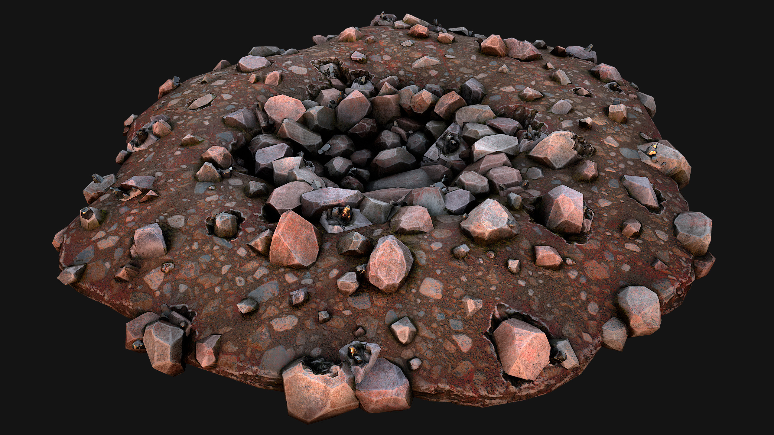 Large Rocks Tin Ore Deposits Quarry Environment Low-poly 3D model_10
