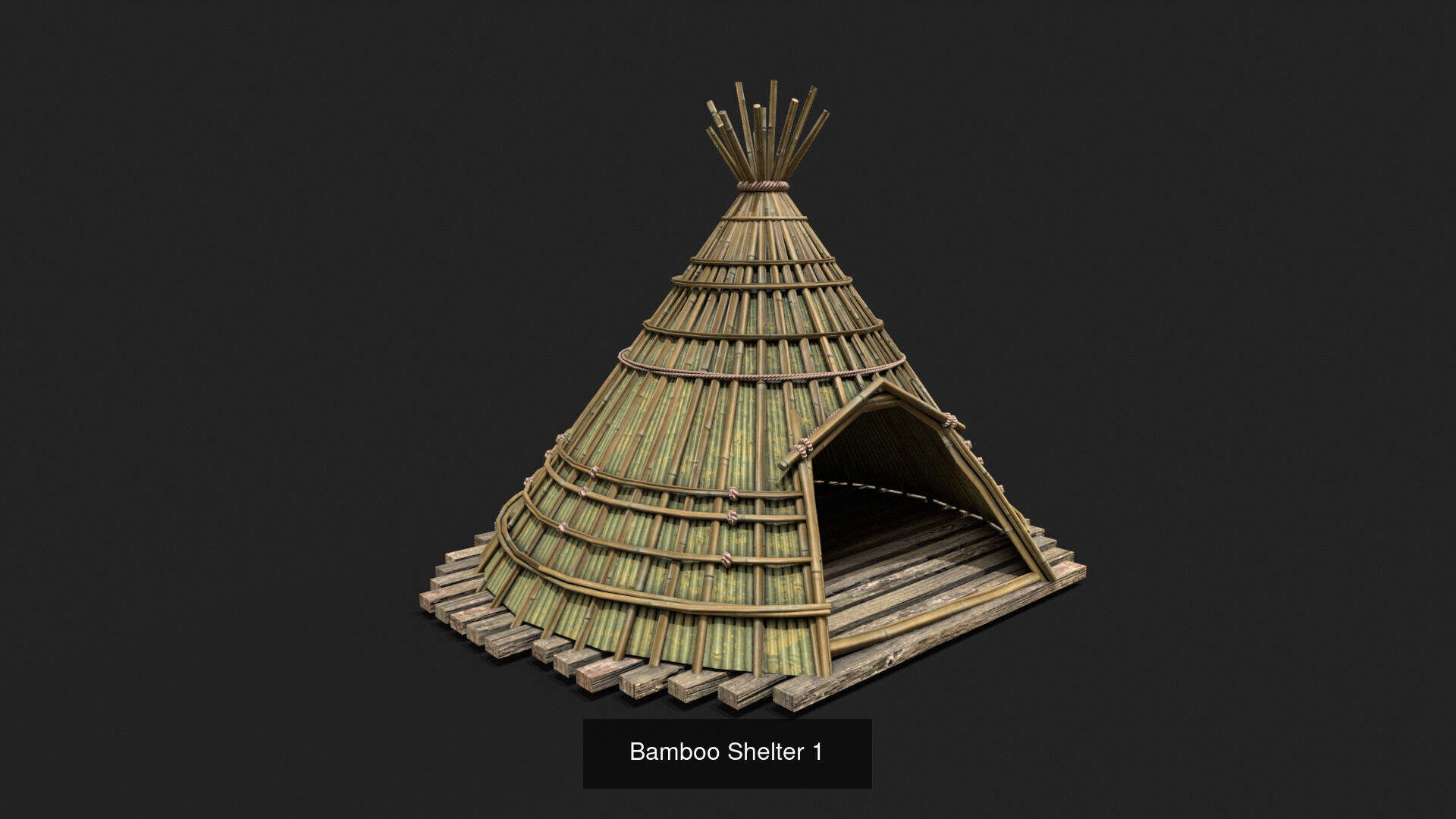 9 Bamboo Shelter Low Poly 3D Model Collection_1