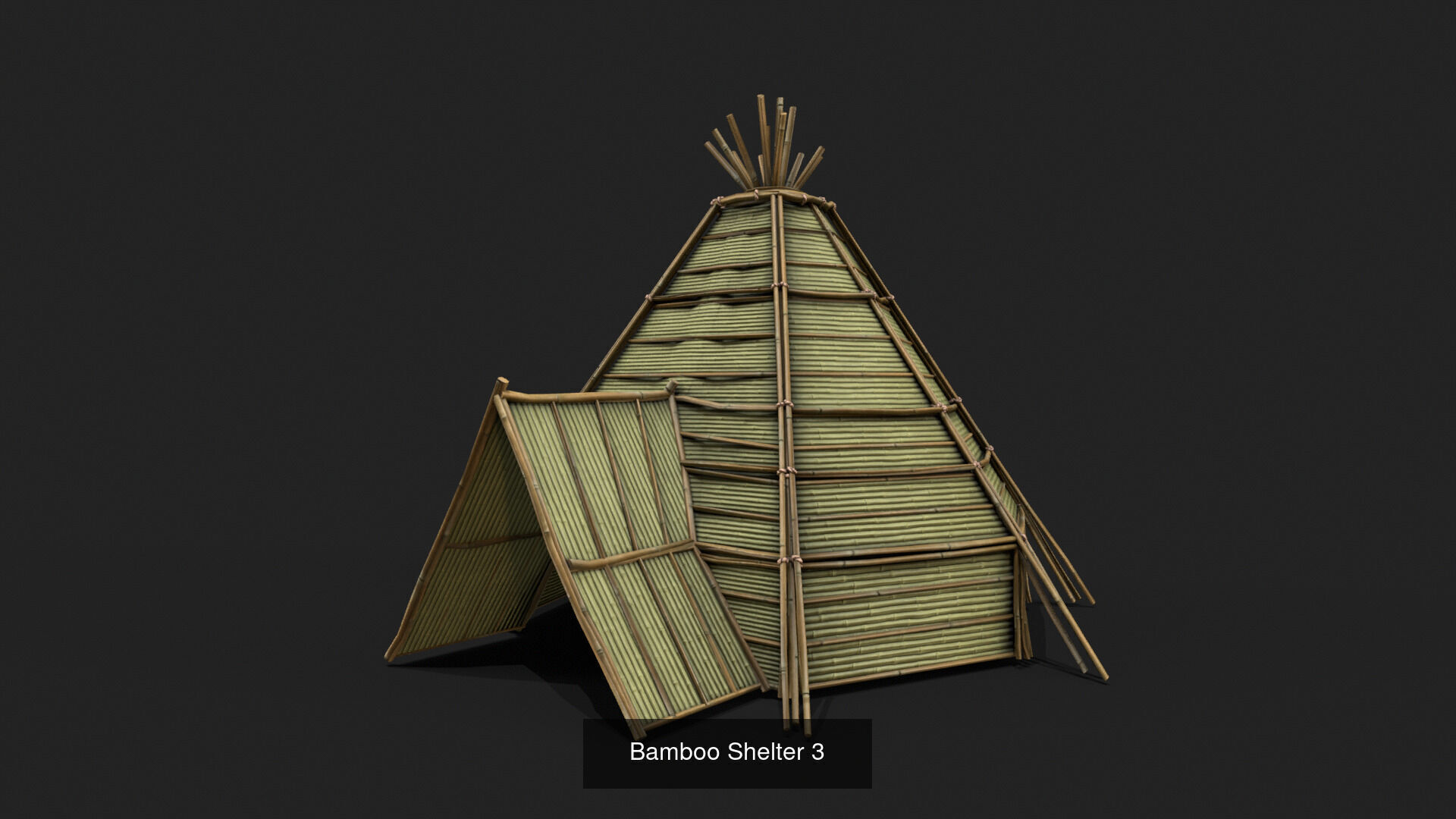9 Bamboo Shelter Low Poly 3D Model Collection_3