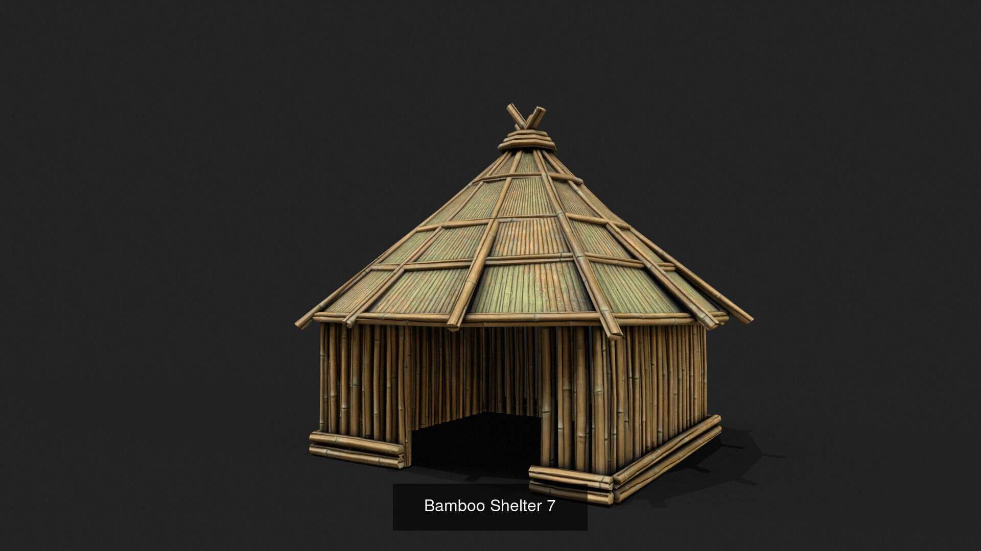 9 Bamboo Shelter Low Poly 3D Model Collection_7