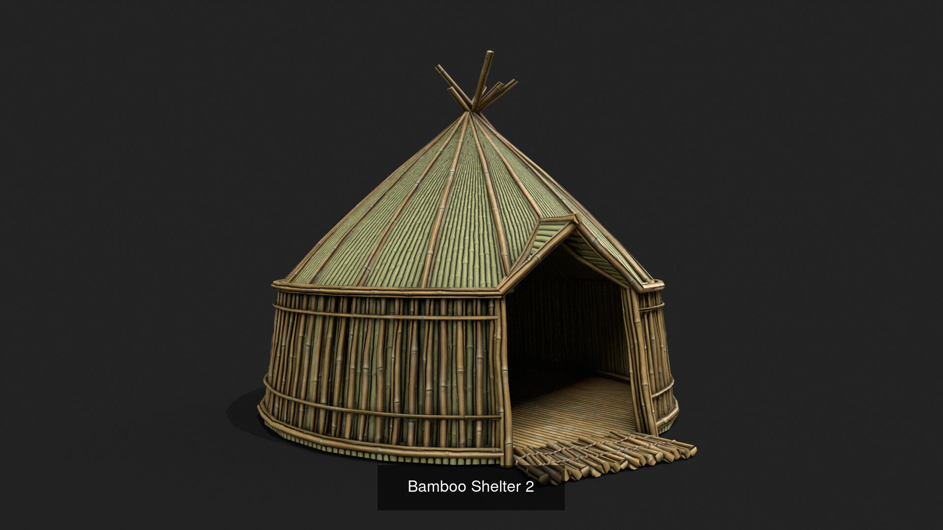 9 Bamboo Shelter Low Poly 3D Model Collection_2