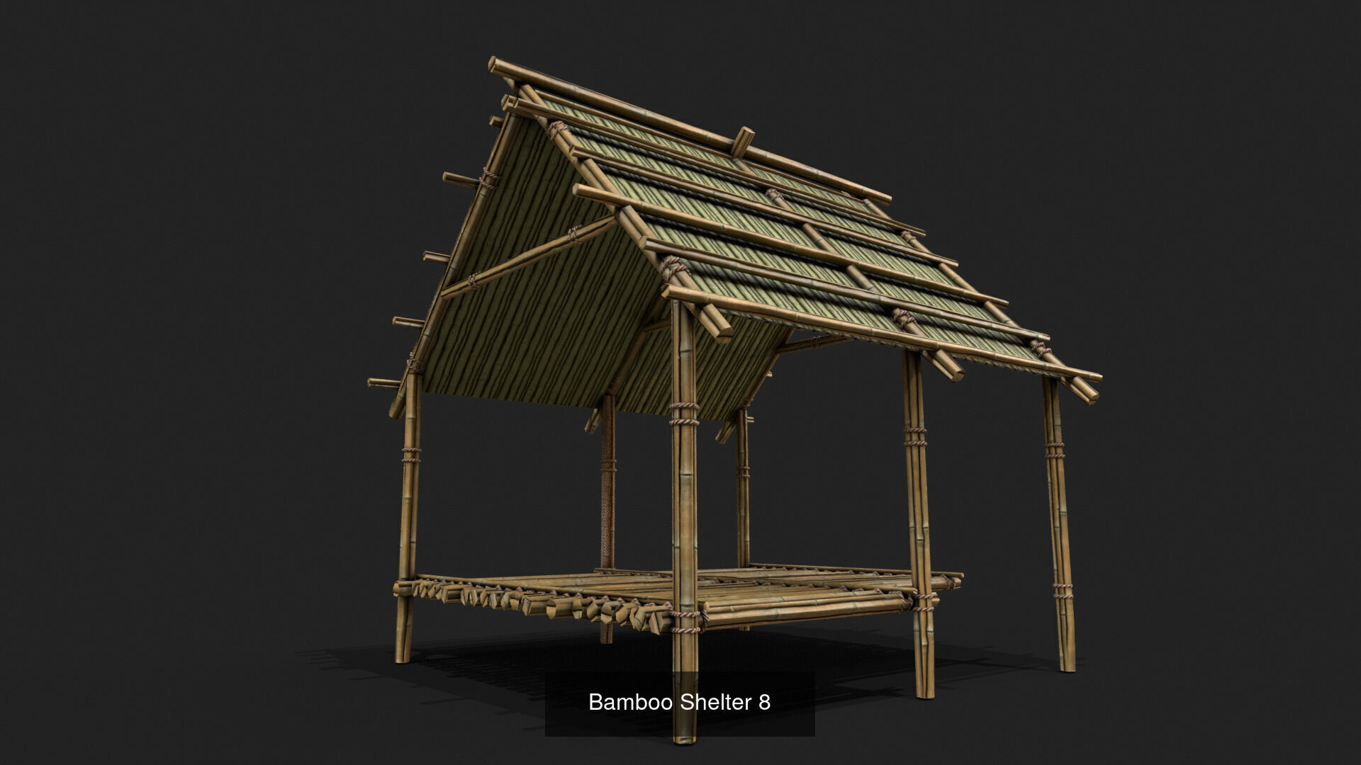 9 Bamboo Shelter Low Poly 3D Model Collection_8