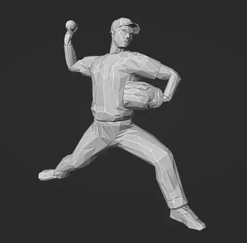 Lowpoly Baseball Pitcher 01 print