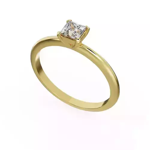 Princess cut diamond ring 3D print model