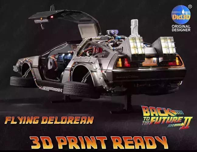 Flying DELOREAN V2 Animatronic 1-8 Scale 530mm 3D print model