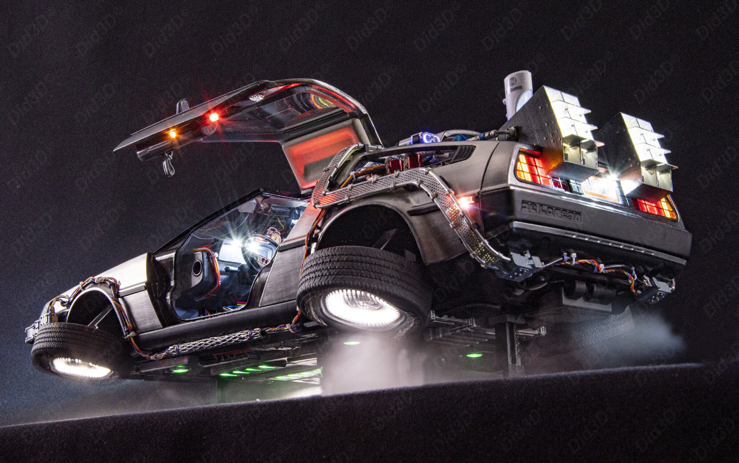 Flying DELOREAN V2 Animatronic 1-8 Scale 530mm 3D print model_15
