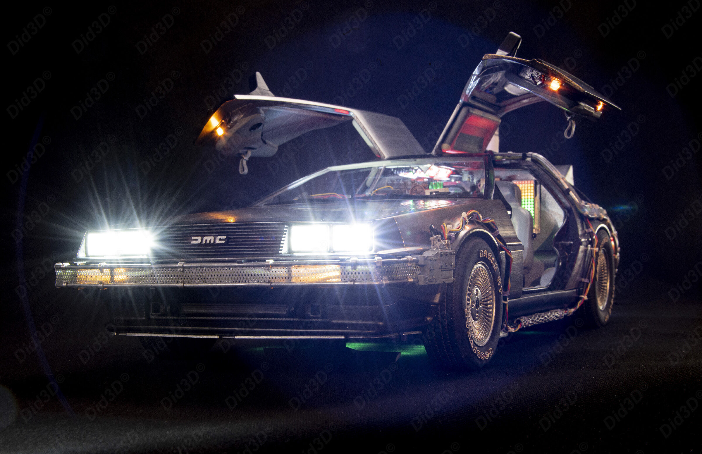 Flying DELOREAN V2 Animatronic 1-8 Scale 530mm 3D print model_11