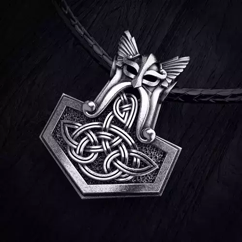 Hammer of Asgard Mjolnir pendant - STL 3D model for 3d printing