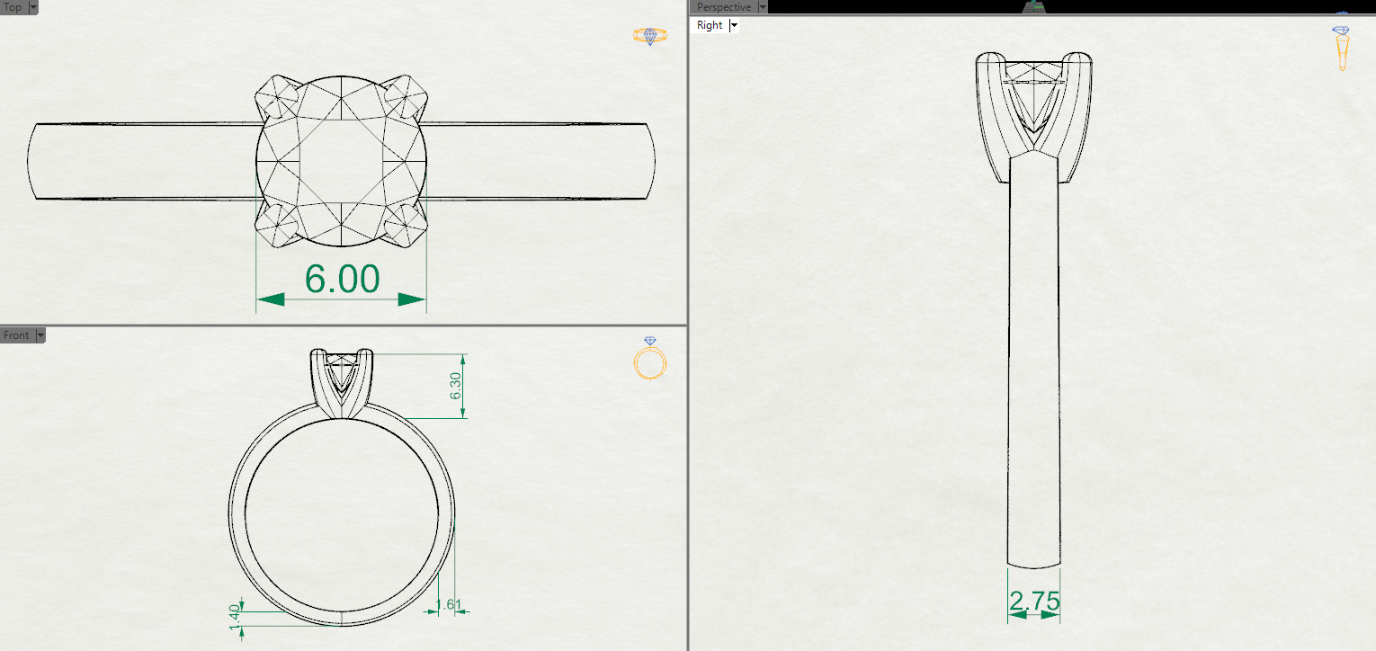 Engagement diamond ring 3D print model_2