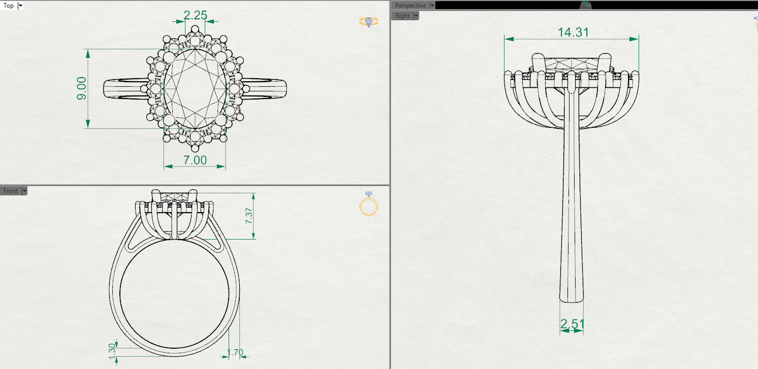 Oval halo engagement ring 3D print model_2
