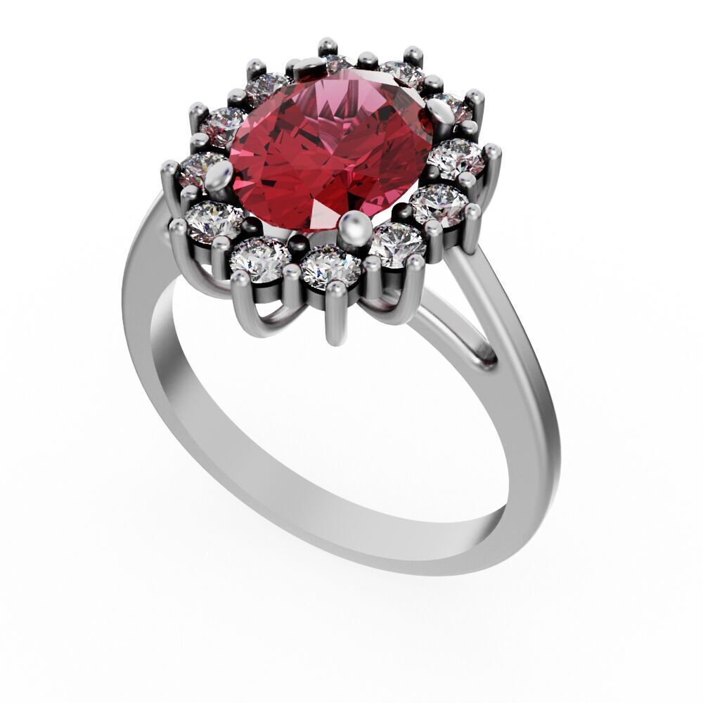 Oval halo engagement ring 3D print model_11