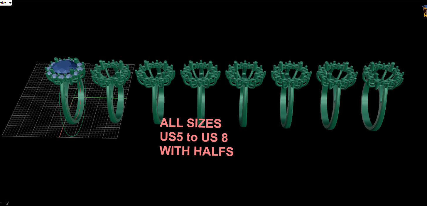 Oval halo engagement ring 3D print model_3