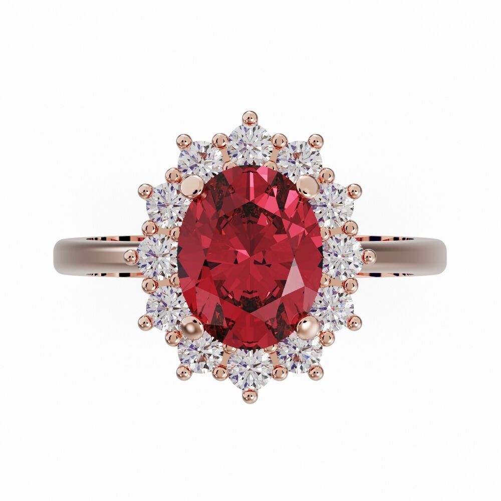 Oval halo engagement ring 3D print model_4