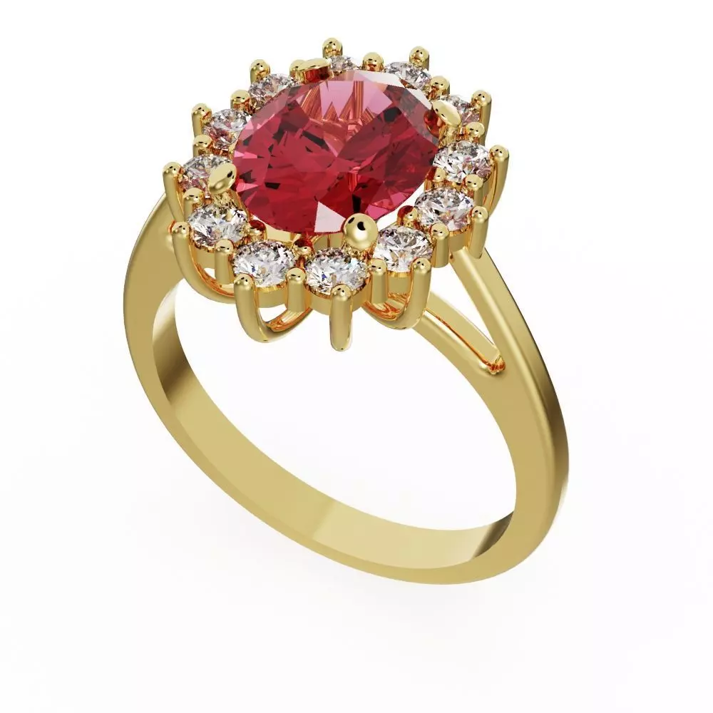 Oval halo engagement ring 3D print model_0