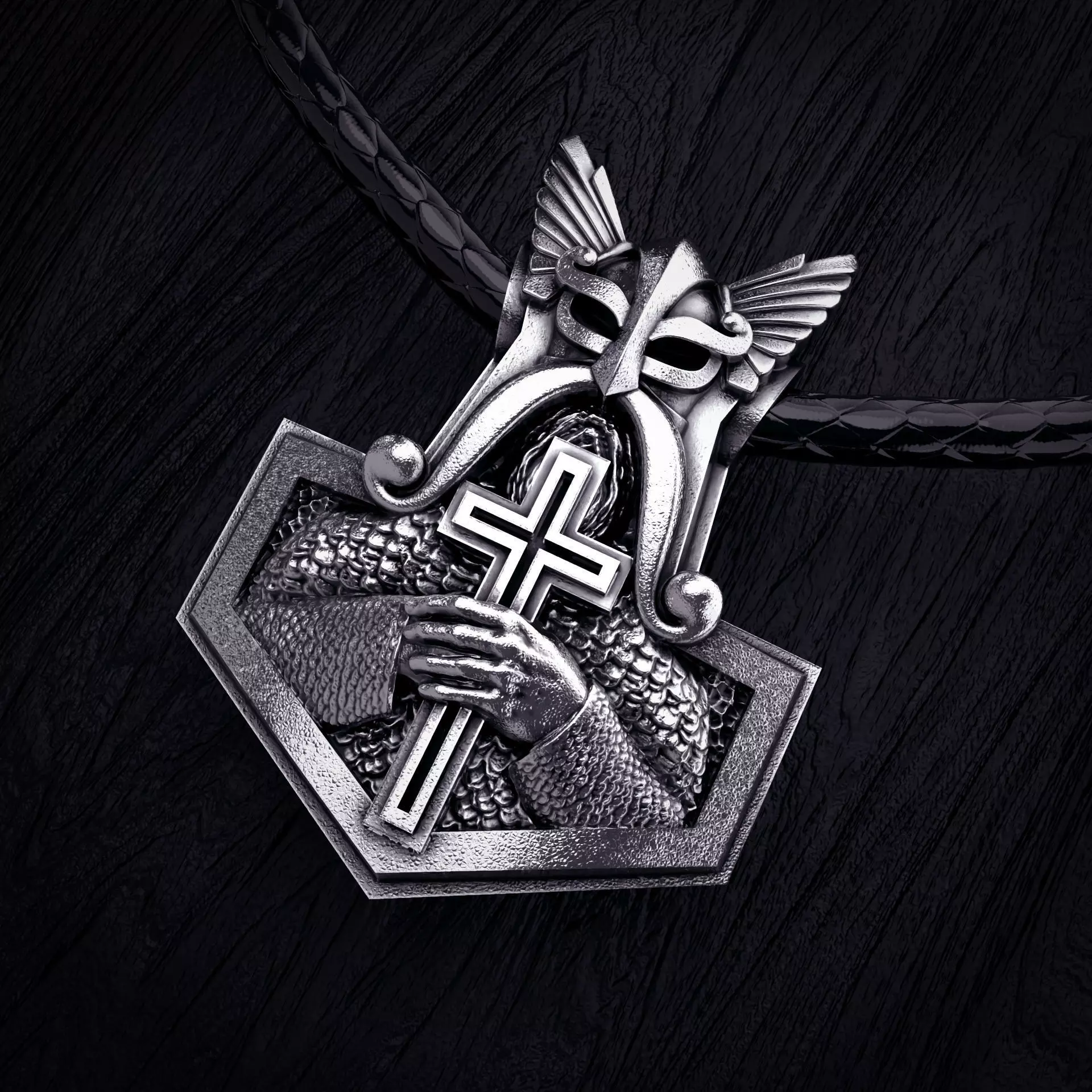 Cross-n-Mjolnir pendant - STL 3D model for 3d printing 3D print model_0