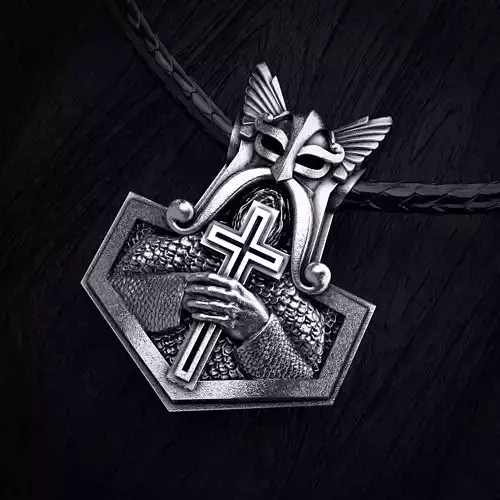 Cross-n-Mjolnir pendant - STL 3D model for 3d printing